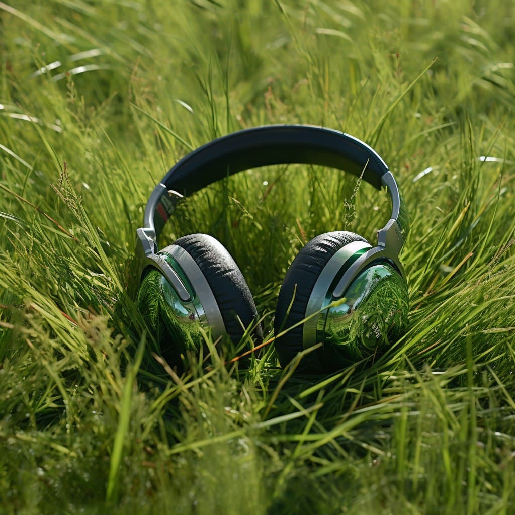 headphones on the grass